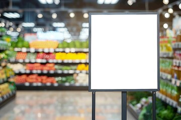 Wall Mural - Mockup advertising board in front of supermarket Blank price list board Mock up billboard for your text messege or mock up supermarket
