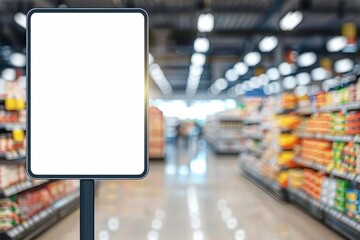 Wall Mural - Mockup advertising board in front of supermarket Blank price list board Mock up billboard for your text messege or mock up supermarket