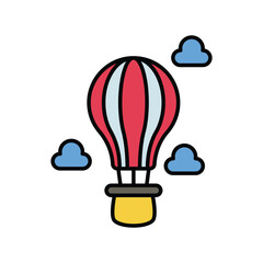 hot air balloons color line icon with white background vector stock illustration