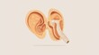 © Chaiwit - Detailed Illustration of the Middle Ear Structure with Eustachian Tube in Focus, Depicting an Ear Infection - Flat Design Concept