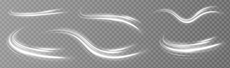 Wall Mural - Light white Twirl. Curve light effect of white line. Glowing white spiral. Abstract sparkling swirl, wave.