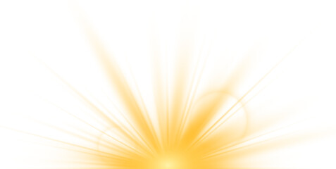 Fototapete - Transparent yellow sunlight special lens flash light effect. Sun light with glare. Golden flash png. Vector illustration for perfect effect with sparkles. Sun rays png. 