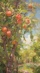 Wall Mural - Orchard painting plant apple.