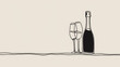 © wernerimages - A minimalistic line art depiction of a wine bottle and two glasses, evoking a sense of elegance and celebration, suitable for design, lifestyle blogs, and advertisements.