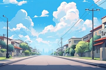 Canvas Print - Japan street outdoors suburb road.