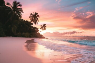 Wall Mural - Tropical sunset beach paradise