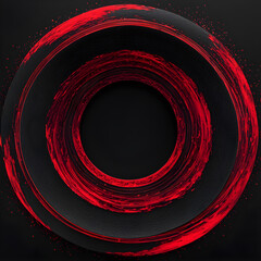 Wall Mural - Black vinyl record with red circle on black background.