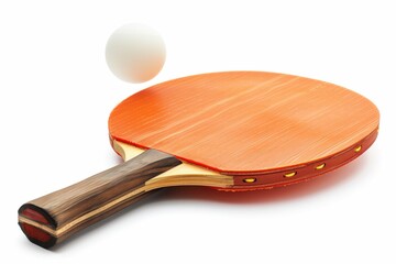 ping pong table tennis paddle racket with ball isolated on white background