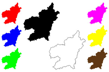  Ganzhou city (People's Republic of China, PRC) map vector illustration, scribble sketch Kanchow Prefecture-level city map