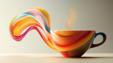 Wall Mural - A colorful cup with a swirl of colors on it