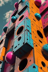 Canvas Print - Colorful building with holes