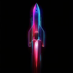 Wall Mural - Futuristic neon rocket launch art