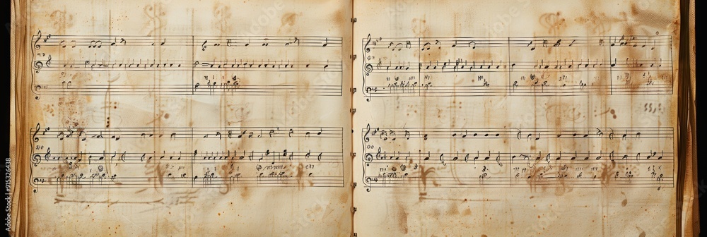 Old sheet music with handwritten notes. Stock Illustration | Adobe Stock