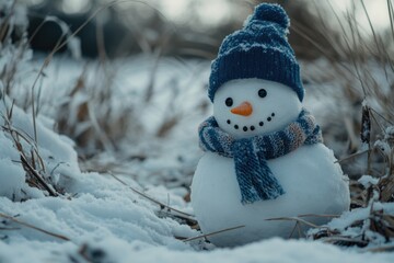 Sticker - Snowman with Blue Hat and Scarf