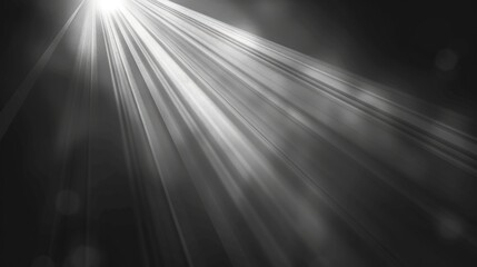 Poster - A black and white photograph of a sunbeam, great for use in designs about hope, inspiration, or optimism