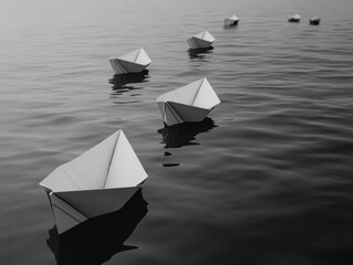 Sticker - Paper Boats on Water