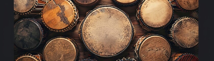 Canvas Print - Close up of African Djembe Drums.