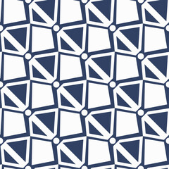 Fototapete - Checkerboard tiles with curved cells. Blue and white checkerboard pattern wallpaper, repeating pattern.