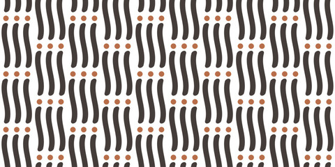 Aufkleber - Curved lines and dots separating them. Retro pattern wallpaper with curved lines making up pillars. Black triple lines.
