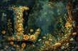 © MAY - A whimsical illustration of the letter L depicted as part of a magical forest scene conveying a sense of wonder and imagination.