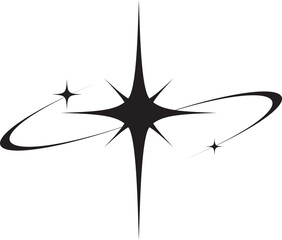 Wall Mural - y2k icon of star shape shiny glitter element. abstract retro minimal twinkles with cosmic orbit. min
