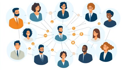 Poster - Diverse Team Connected by Network.