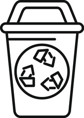 Canvas Print - Line art icon of a recycling bin encouraging responsible waste disposal and environmental sustainability