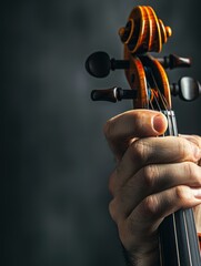 Canvas Print - Close up of a hand holding a violin.