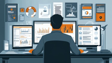 Leinwandbilder - Businessman Working on Data Analytics.