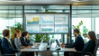 © stock1 - Imagine a dynamic and modern corporate meeting room, where a diverse team of professionals is actively engaged in a discussion about sustainable energy solutions