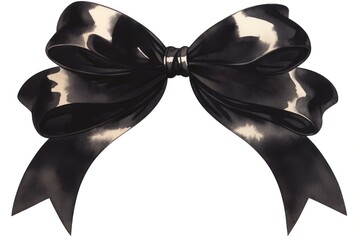 Canvas Print - Elegant black satin bow illustration