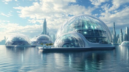 Wall Mural - Futuristic Cityscape with Domes