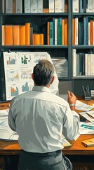 Aufkleber - Businessman reviewing financial charts.
