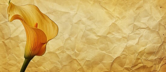 Aufkleber - textured vintage paper background featuring a yellow calla lily. with copy space image. Place for adding text or design