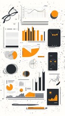 Aufkleber - Business Data Analysis on White Background.