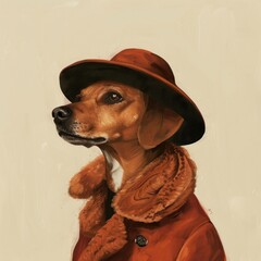 Poster - Stylish dog in vintage attire