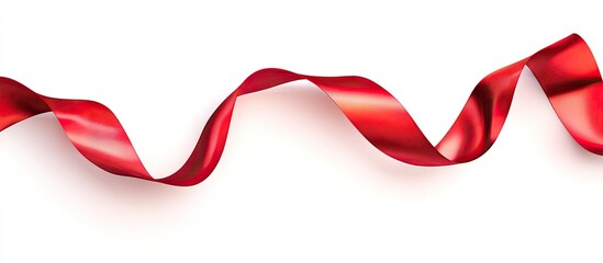 Wall Mural - Glossy red ribbon on a white background with copy space