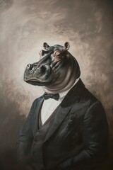 Wall Mural - Elegant hippo in formal attire