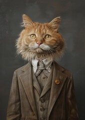 Canvas Print - Sophisticated cat in suit