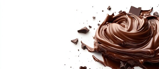 Leinwandbilder - Cream pile with chocolate isolated on a white background. with copy space image. Place for adding text or design