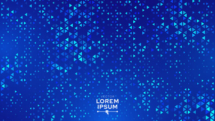 Poster - Abstract Tech Digital Business Background. Fintech Technology or Science Research Presentation Backdrop. Blue Triangular Halftone Effect. Digital Crypto Business Vector Illustration.