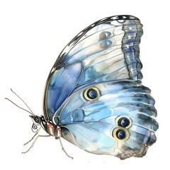 Canvas Print - Watercolor Painting of a Blue Morpho Butterfly.