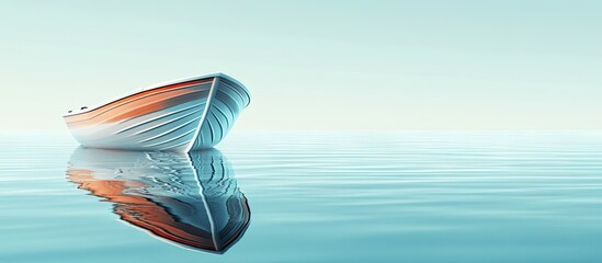 abstract image of a boat mirrored in the sea. with copy space image. Place for adding text or design