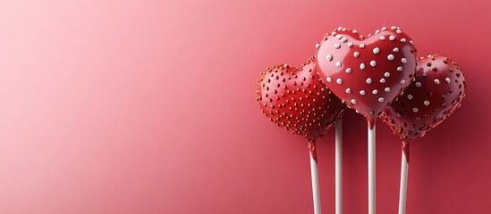 Poster - Valentine s heart shaped strawberry pie pops or cake pops Copyspace