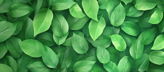 Poster - Background with a pattern of fresh green leaves. with copy space image. Place for adding text or design