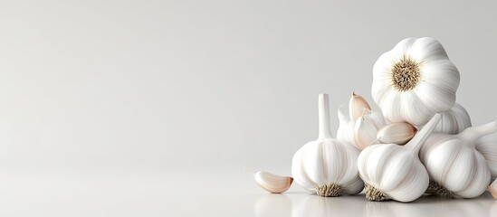 Aufkleber - Fresh garlic Raw garlic on a white background. with copy space image. Place for adding text or design