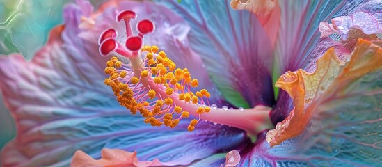 Close up view of a lovely hibiscus flower. with copy space image. Place for adding text or design