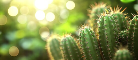 Aufkleber - Tropical cactus with a blurred background and ample copy space