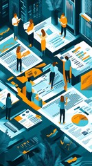Aufkleber - Business People Analyzing Data and Charts.
