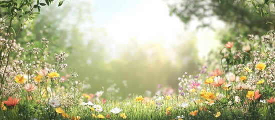 Poster - Summer backdrop featuring wildflowers. with copy space image. Place for adding text or design